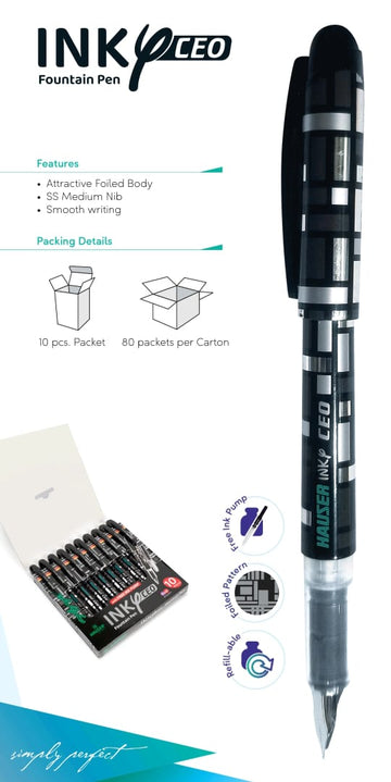 Ink P CEO - Fountain Pen - Black Color - Hauser Germany